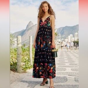Maxi FARM RIO Rio Zodiac Embroidered Maxi Dress Size L